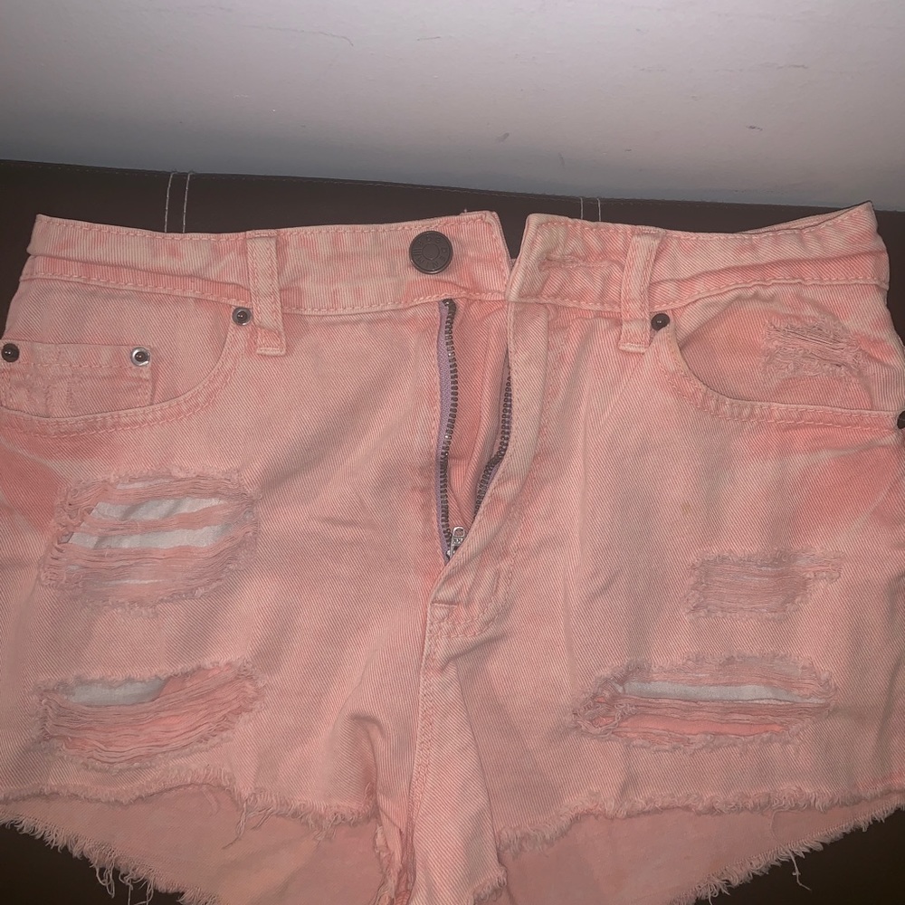 Pink cheeky denim shorts - Picture 2 of 4